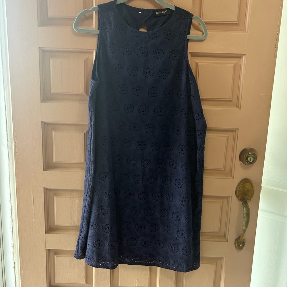 Charlie Paige Navy Eyelet Mini Dress